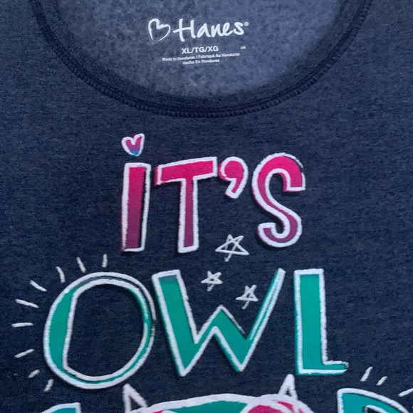 Hanes Girls XL 14/16 “It’s Owl Good” high low sweatshirt - Picture 3 of 5